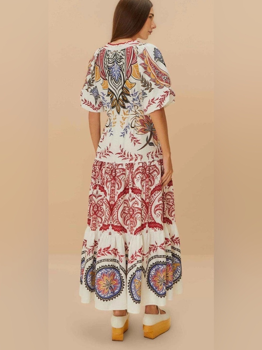 Farm Rio Tropical Boho Glam V neck Floral Maxi Dress Size: M retail $330 EUC - Picture 2 of 10